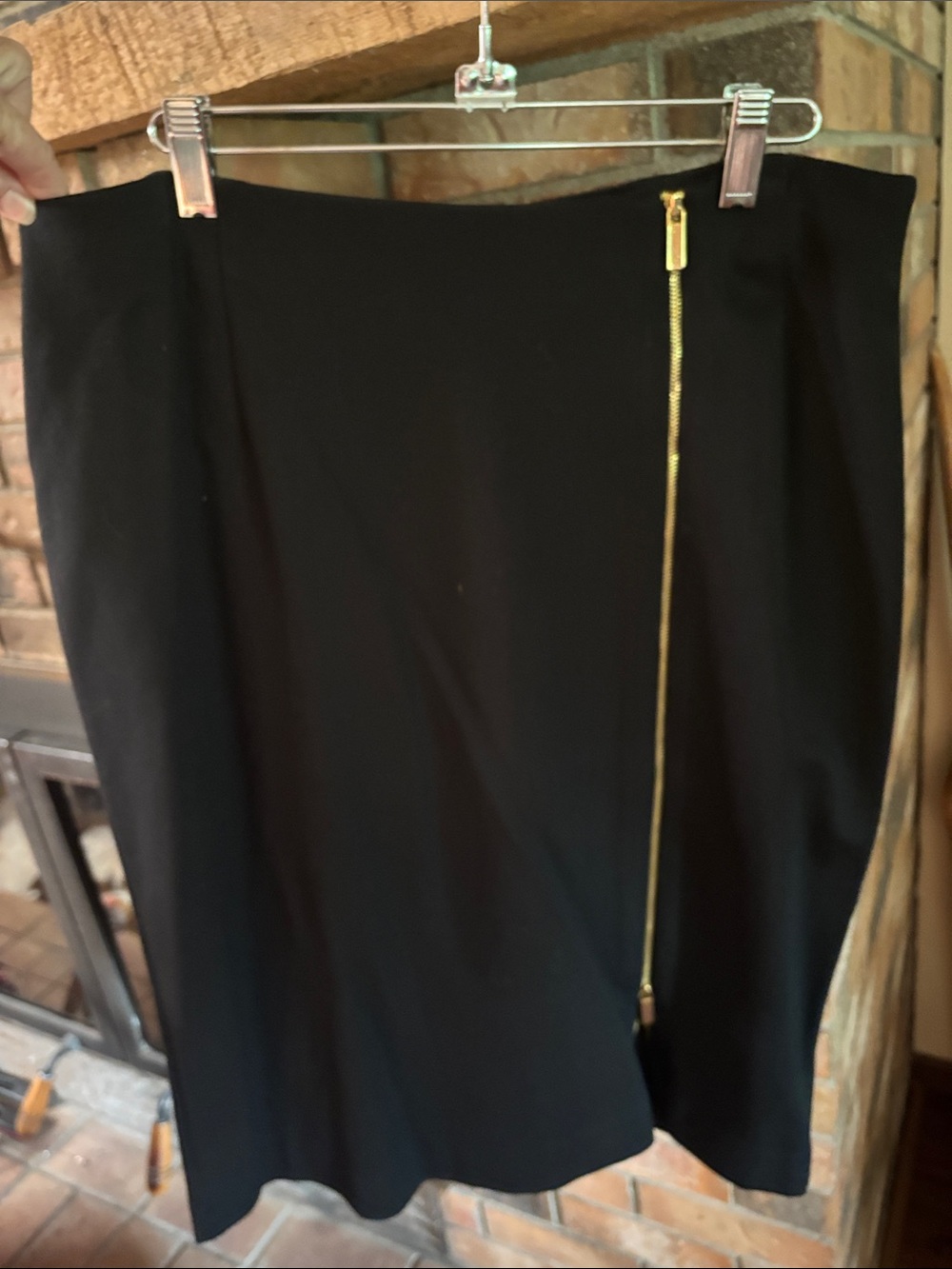 Chico's Black Midi Skirt with Gold Zip Detail